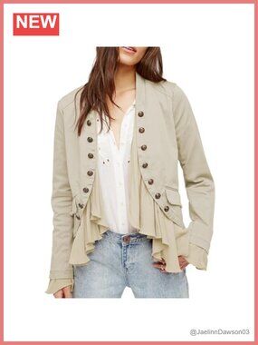 Women Cotton Ruffled High Low Steampunk Blazer Jacket